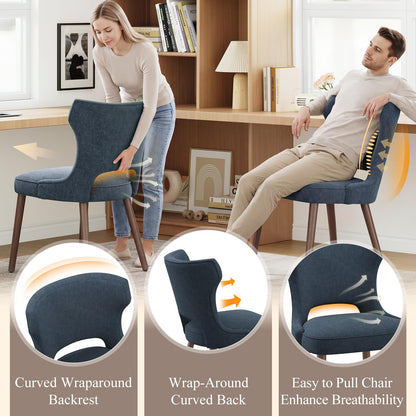 MALOL Upholstered Dining Chairs Set of 2, Dining Room Chairs with Hollow Backrest, High Back Kitchen Chairs with Solid Wood Legs, Thick Seat Cushion