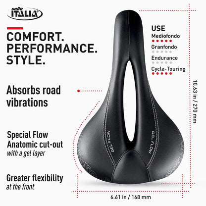 DONNA Saddle 168x270mm (S2) Gel Flow Black - Weight: