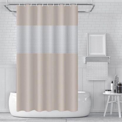 COSORO PEVA Shower Curtain 180x180cm,Heavy Duty Plastic Beige Spliced Weighted Shower Curtains Mould Proof Resistant Waterproof Bath Curtains with 12