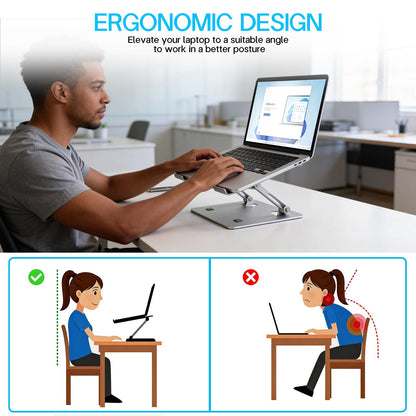 Zolirao Adjustable Laptop Stand for Desk, Height Adjustable Aluminium Laptop Riser with Cooling Vent