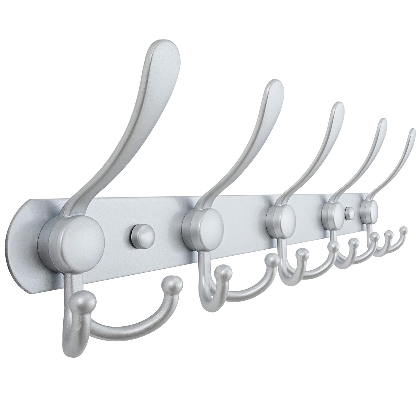 Dseap Coat Rack Wall Mounted - 5 Tri Hooks, Heavy Duty, Stainless Steel, Metal Coat Hook Rail for Coat Hat Towel Purse Robes Mudroom Bathroom