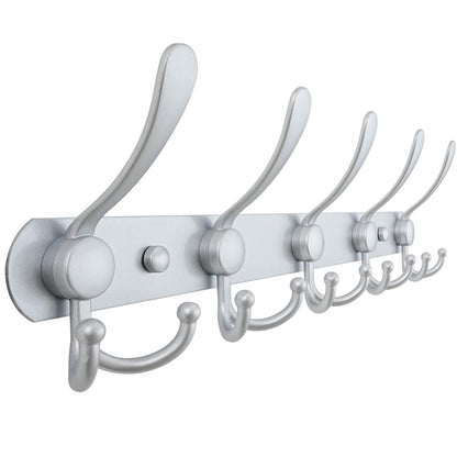 Dseap Coat Rack Wall Mounted - 5 Tri Hooks, Heavy Duty, Stainless Steel, Metal Coat Hook Rail for Coat Hat Towel Purse Robes Mudroom Bathroom
