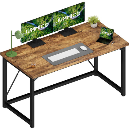JUMMICO Computer Desk Table Workstation 140 x 50 x 75 cm for Office Living Room Bedroom Simple Assembly Industrial Design Black Desk Metal