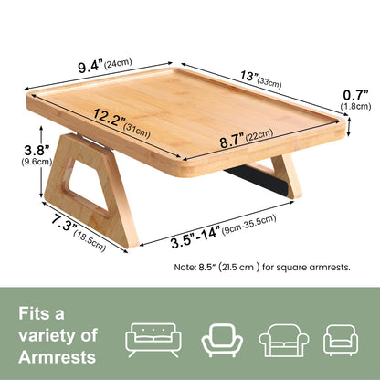 Fibogollo Sofa Tray,Bamboo Folding Couch Arm Tray,Sofa Armrest Trays Clip-On Couch Desk for Drinks,Snacks,Phone,Remote Control(Natural)
