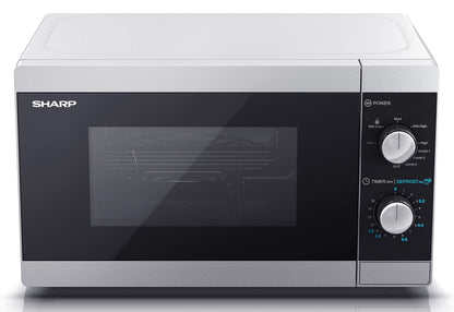 SHARP YC-MG01U-S Compact 20 Litre 800W Manual control Microwave with 1000W Grill, 5 power levels, defrost function, LED cavity light - Silver