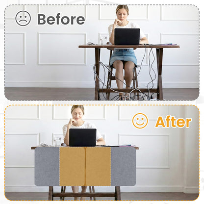 2-Pack Felt Desk Dividers, Clamp-On Panels, 40 x 60 cm, Light Grey