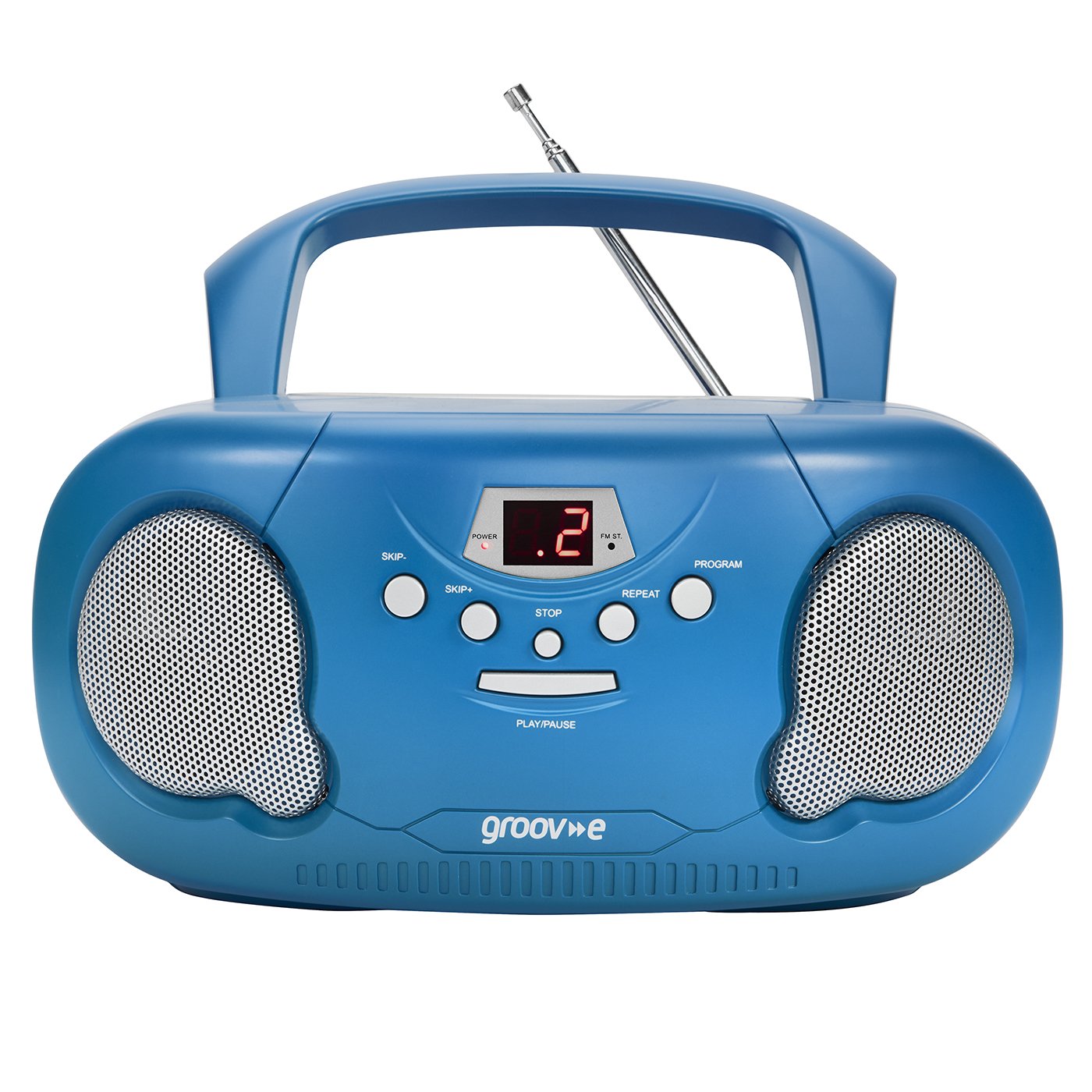 Groov-e Original Boombox - Portable CD Player with Bluetooth, Radio, 3.5mm Aux Port, & Headphone Socket - LED Display, 2 x 1.2W Speakers - Battery or
