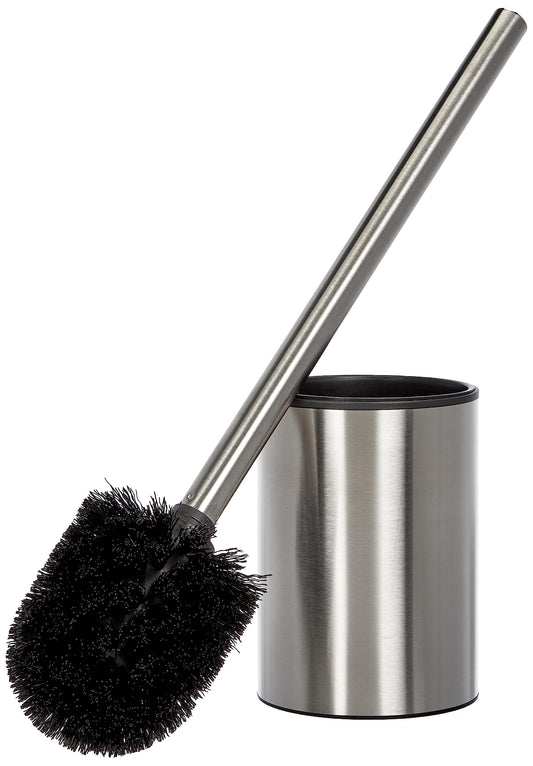 TATAY Toilet Brush | Stainless Steel | Satin Metal Finish | Includes Inner Bucket | Modern & Easy-Clean Design | Maintains Bathroom Hygiene | Toilet