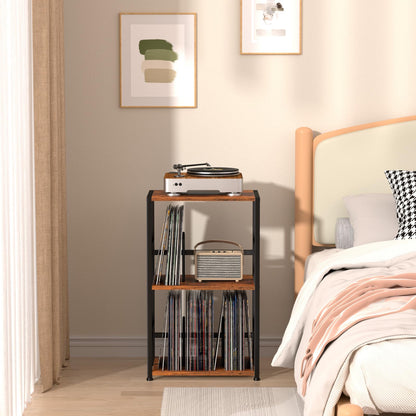 LOAKEKEL Record Player Stand, Vinyl Record Storage Hold Up to 200 Albums