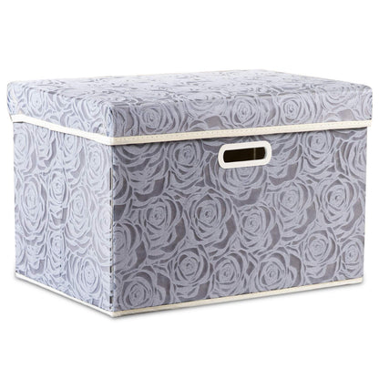 Prandom Storage Boxes with Lids Large.Rose Pattern Fabric Decorative Storage Box, Really Useful Box,Clothing Storage,Cubes