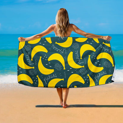 Violetpos Banana Doodle Beach Towel, Extra Large 180x90 cm 250GSM Microfibre, Sand Free Quick Dry