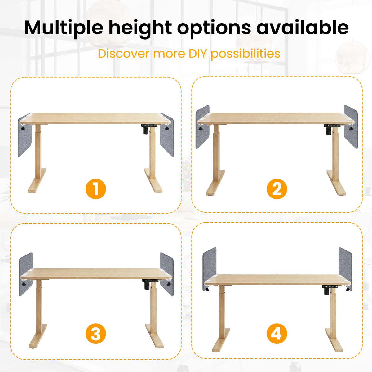 2-Pack Felt Desk Dividers, Clamp-On Panels, 40 x 60 cm, Light Grey