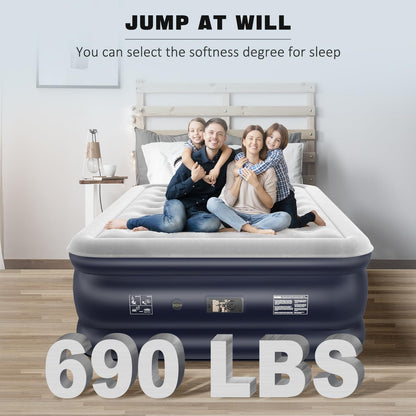 NALONE King Air bed, Inflatable mattress with Built in Pump, 203x152x46cm Double Blow Up Mattress in 3 Mins Self-Inflation/Deflation, Portable air