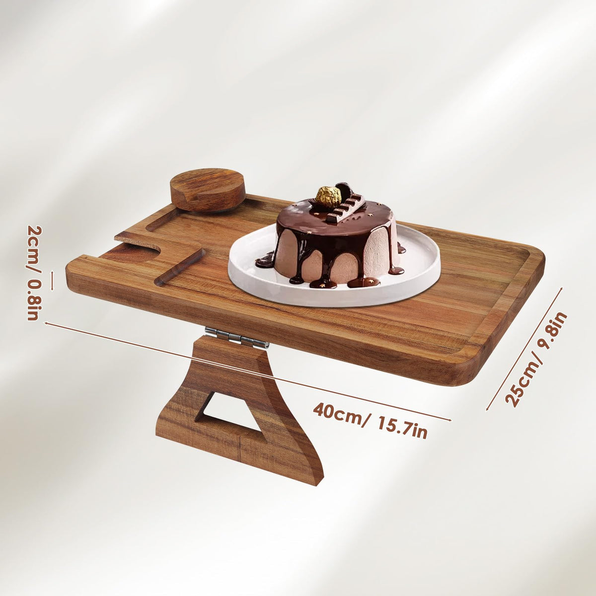 comfoyar Sofa Arm Tray, Foldable Acacia Wood Clip On Sofa Armrest Table