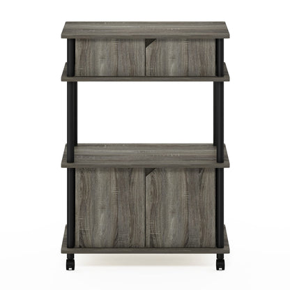 Furinno TURN-N-TUBE Printer Stand with Storage, 4-Tier Printer Table with with Storage Cabinet and Casters, Open Frame Standing Shelf, for CPU