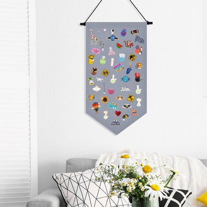 Kunyeah Wall Hanging Brooch Organizer Storage Case Colorful Canvas Pin Board Stand Enamel Pin Badge Hanging Holder Display Banner Earrings Collection