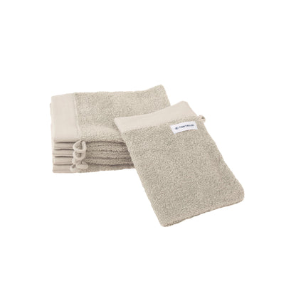 Herding Tom Tailor Wash Mitts Set of 6 16 x 21 cm 100% Cotton Terry Cloth with Hanger and Label with Logo, Colour Bath Towel Beige (Sunny Sand)