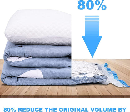 QH7 Small Vacuum Storage Bags. 80% More Storage,Travel Vacuum bags clothes, Double-Zip Seal and Triple Seal Turbo-Valve for Max Space Saving,Reusable