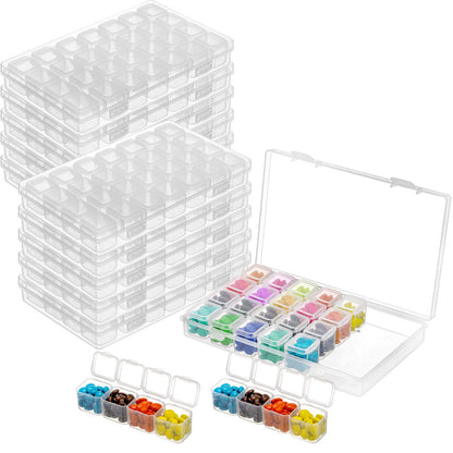 Lawei Pack of 10 Diamond Embroidery Box Diamond Painting Storage Boxes, Sorting Boxes Each with 28 Compartment