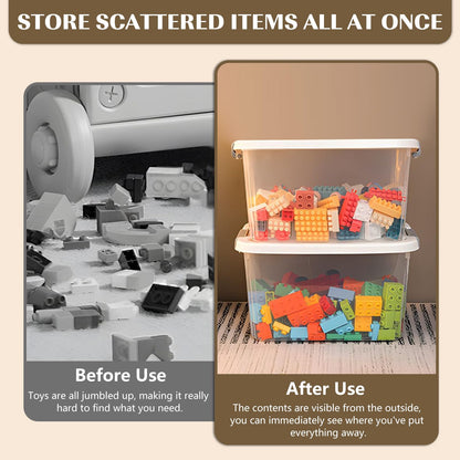 6 Pack Clear Storage Boxes with Lids, Plastic Storage Box with Handle
