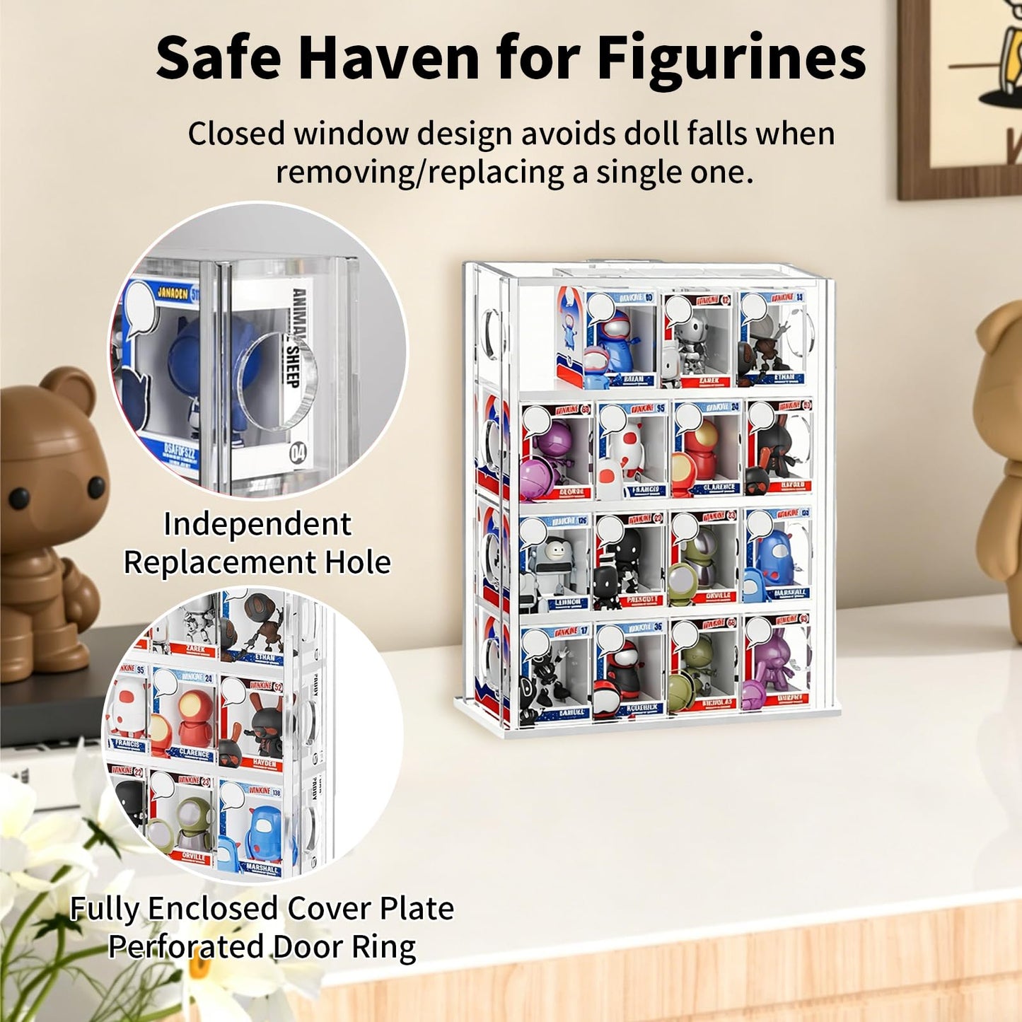 Acrylic Bittys Display Case,Clear Small Display Cabinet to Keep Collectibles Dustproof and Organised