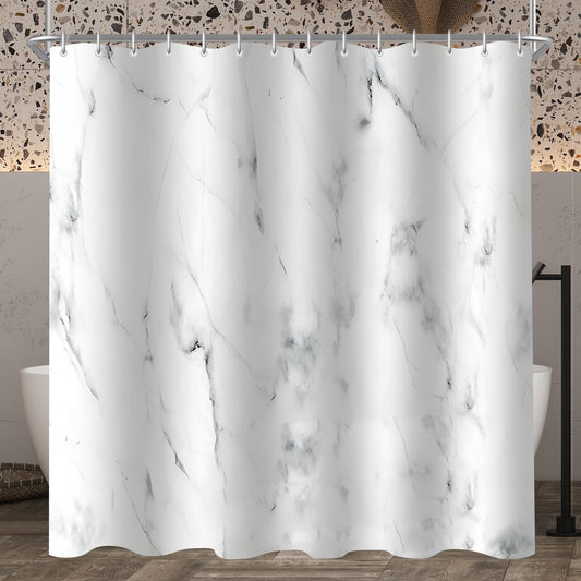 Lerores Shower Curtain, 100 x 200 cm, Marble, Weighted Hem, Anti-Mould Textile, Waterproof, Washable Polyester Fabric Bath Curtains with 6 Eyelets and