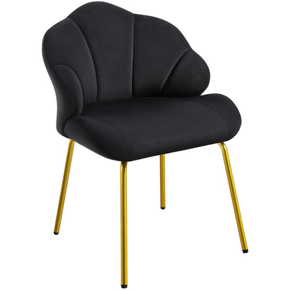 Yaheetech Velvet Armchair Accent Chair w/Shell Shaped Backrest, Black