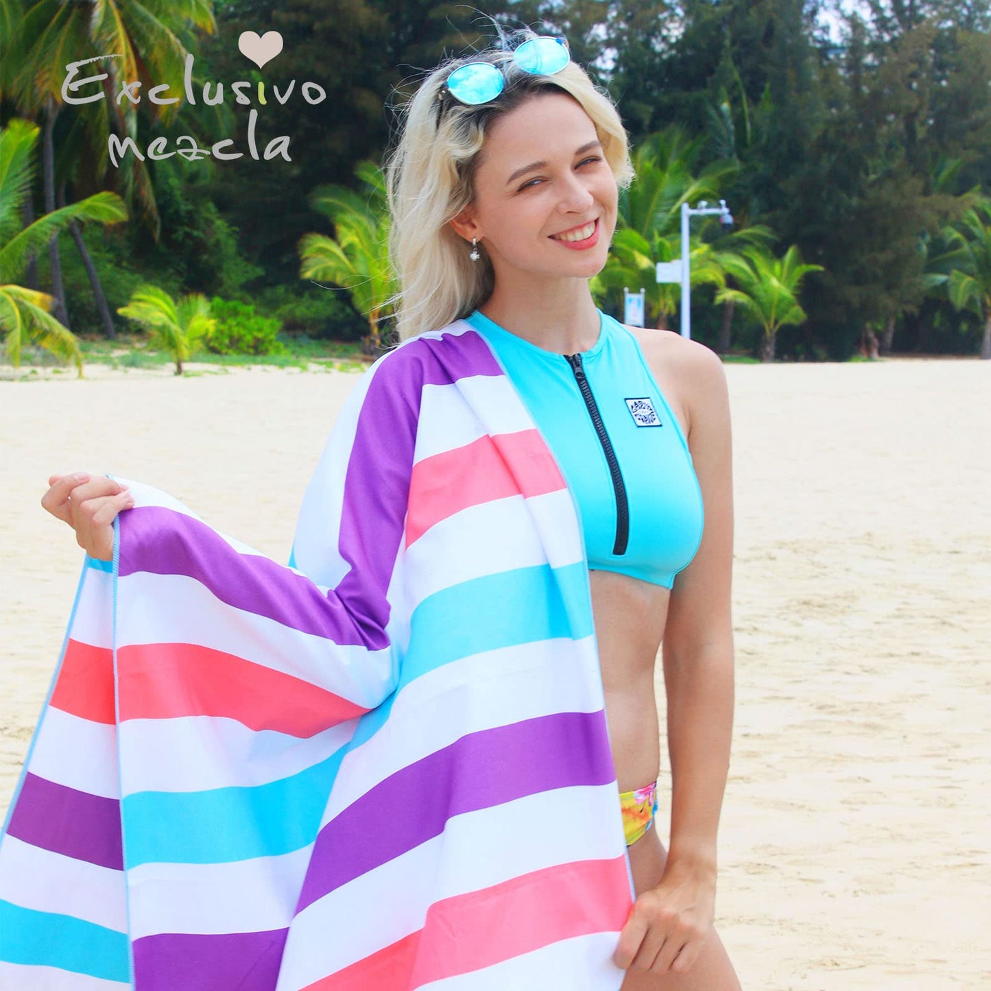 Exclusivo Mezcla Large Microfiber Quick Dry Beach Pool Towel, 152x76 cm