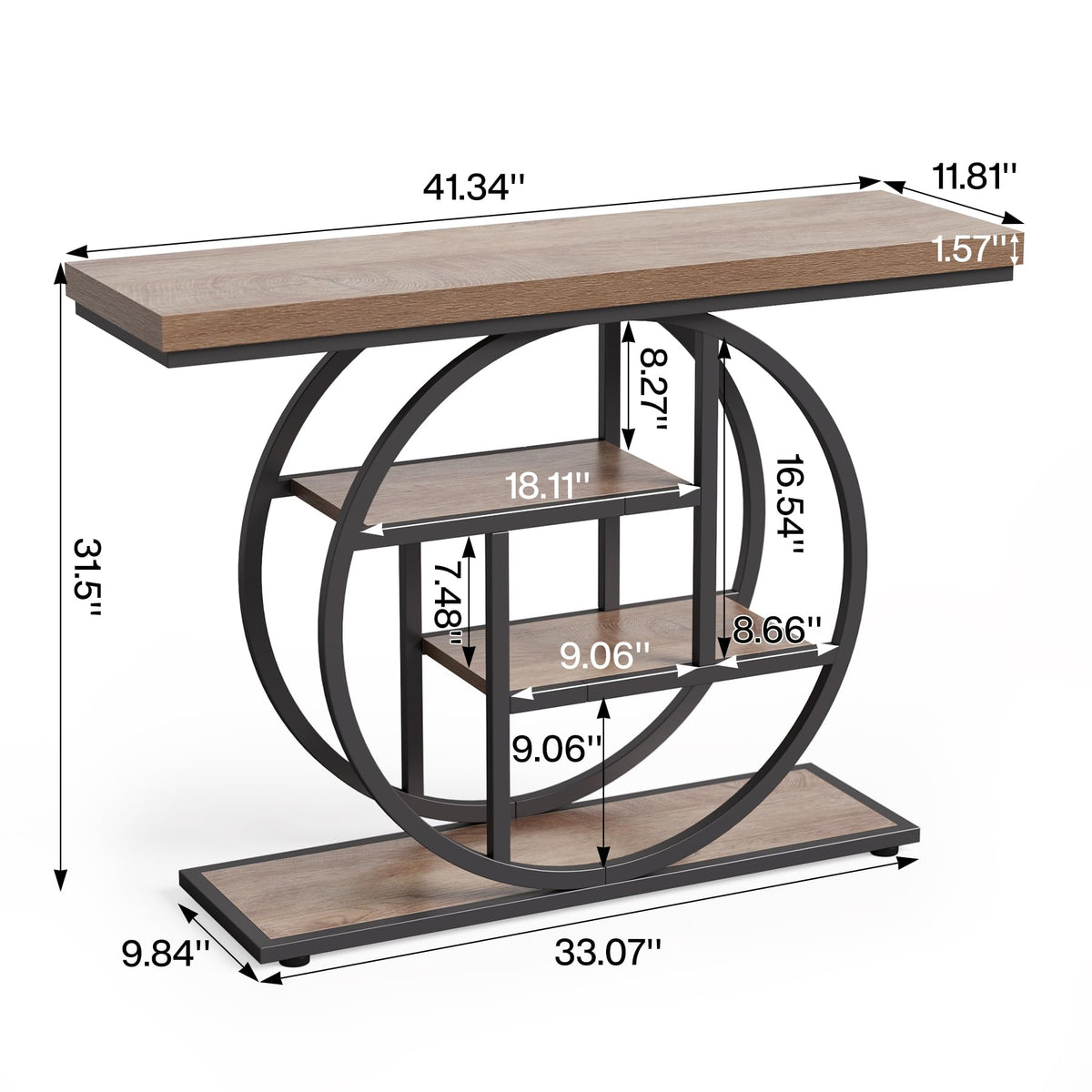 LITTLE TREE Console Table, 4-Tier Entryway Table Behind Couch Table, 41.3-Inch Farmhouse Sofa Table for Living Room, Foyer Hallway Table for Entrance