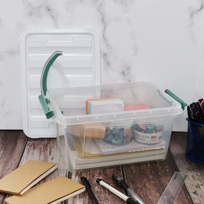 Gloreen 5L Multipurpose Plastic Lidded Storage Boxes with Handle, 6 Packs