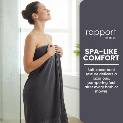 Rapport HomeEden Weave Bath Towels 2-Pack | Steel Grey, 70x120cm | 100% Cotton 500gsm | Oeko-Tex Made in Green & BCI Certified