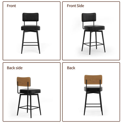 BonVache Bar Stools Set of 2, Swivel Breakfast Barstools, Kitchen Island Counter Stools for Breakfast Home Kitchen Restaurant Dining Room, Black