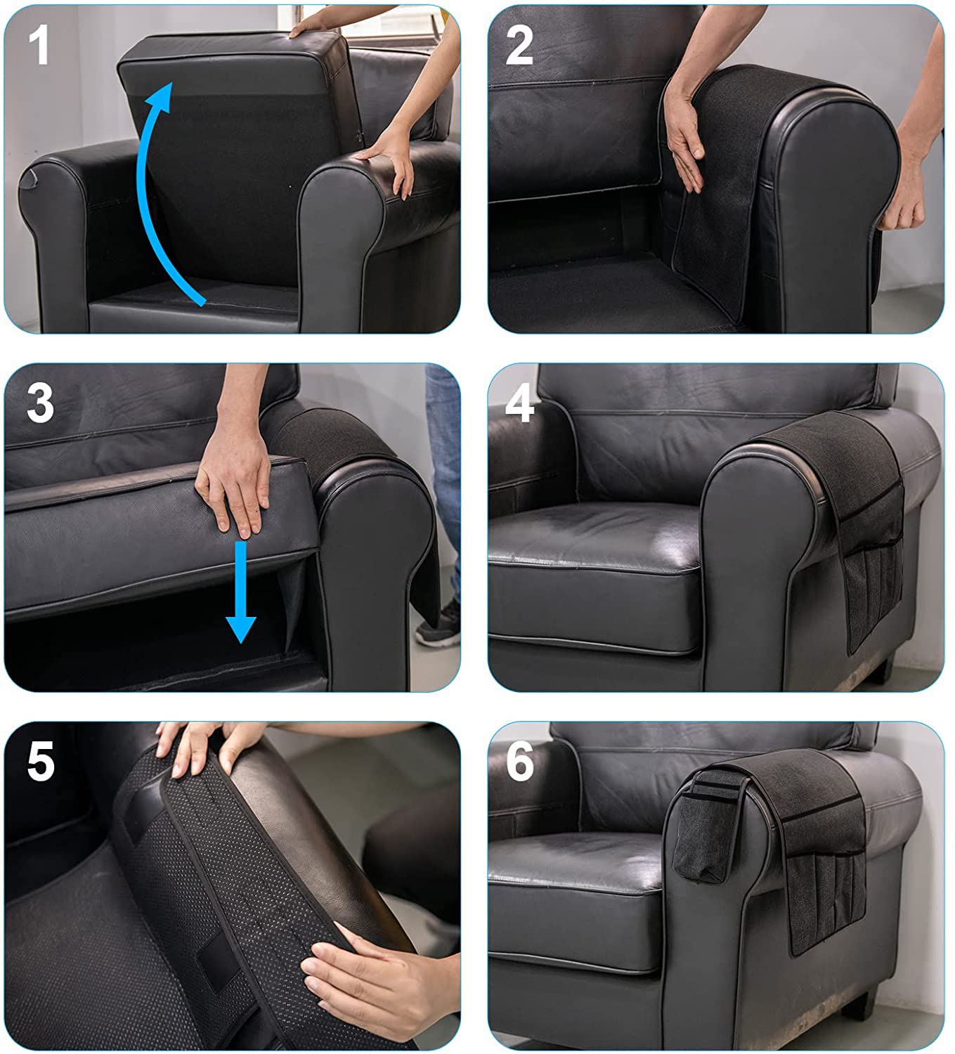Spacmirrors KOSTOO Sofa Armrest Organizer Couch Arm Chair Caddy Sofa Cover Storage Holder for Remote Control Magazine Book Smart Phone Tablet Drinks