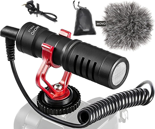 Movo VXR10 Universal Shotgun Mic for Camera - Camera Microphone for DSLR, iPhone and Android Smartphones - Compatible with Canon EOS, Nikon, and Sony