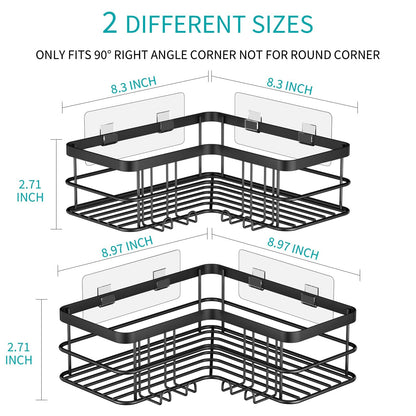 Yazoni Corner Shower Caddy 2 Pack - Bathroom Shelves No Drilling, Rustproof Stainless Steel Shower Storage Rack