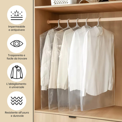 100PCS Disposable Clear Garment Cover Bags, 60 x 100 cm Plastic Dustproof Clothes Covers, Waterproof and Hanging