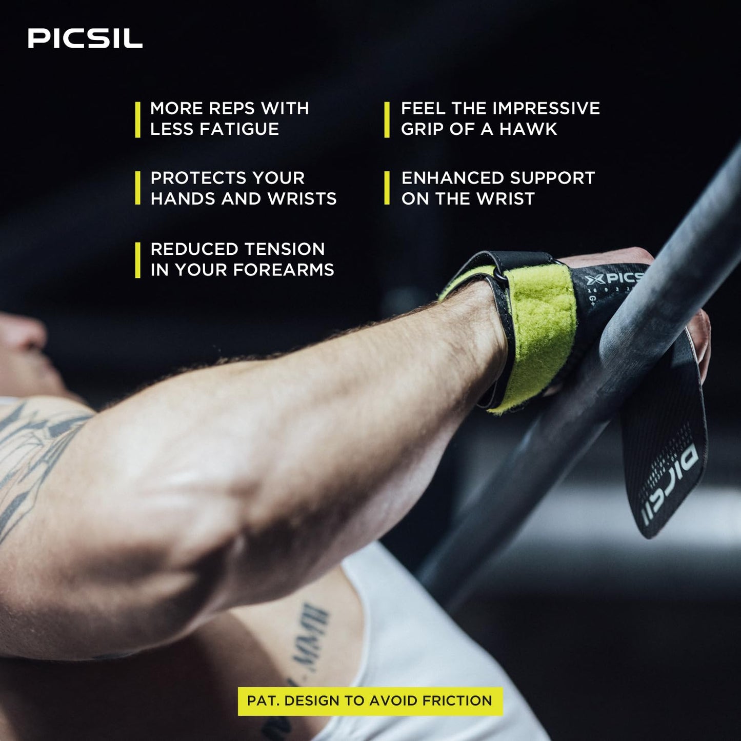 PICSIL Hawk Hand Grips Without Magnesium, Holeless Grips, Versatile Grips for Cross Training Athletes, Gymnastics, Gym, Boxing, Weightlifting, Greater