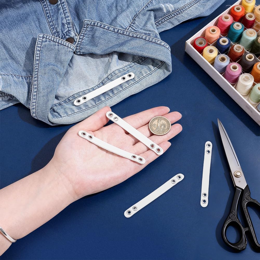 NBEADS 20 Pcs Coat Hanging Chains, Imitation Leather Bag Webbing Straps with Silver Metal Eyelets Durable Coat Loops Hanger Straps for Coats Jackets