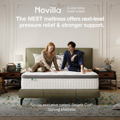 Novilla 5FT King Size Mattress - 25cm Medium Firm Hybrid Mattresses | UK Pocket Sprung & Foam for Target Support & Luxury Comfort, Soft-Touch Cover