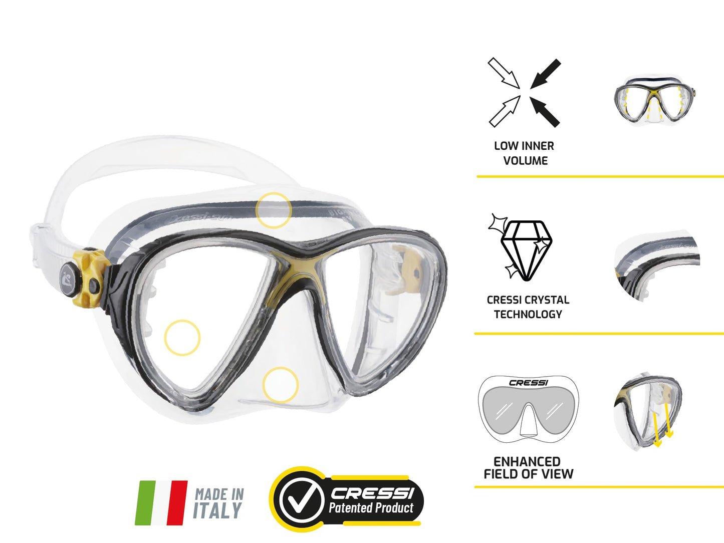 Cressi Big Eyes Evolution Mask & Alpha Ultra Dry Snorkel - Dive Combo Set, One Size, Transparent/Pink, Adult Unisex