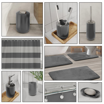 Clara Clark Gray Bathroom Accessories Set Complete with Bathroom Rugs Set and Shower Curtain Set, 12 Piece Bathroom Sets with Rugs and Accessories