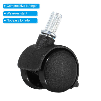 PATIKIL 1 Inch Stem Swivel Casters, 10 Pack Nylon 360 Degree Swivel Stem Wheels with Brake for Chair Desk Furniture Replacement, Black