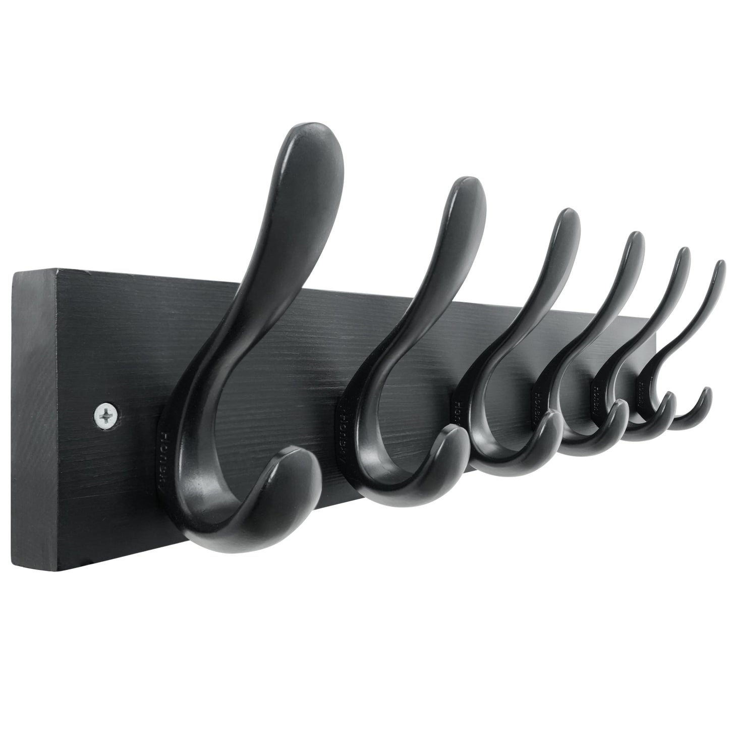 HONSKY Wall Coat Rack, 43cm Wooden Coat Hanger with 6 Double Hooks,Wall Coat Hook,Towel Rack Hanging Coat,Towel,Bag for Entryway, Hallway, Bedroom