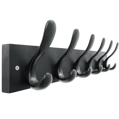 HONSKY Wall Coat Rack, 43cm Wooden Coat Hanger with 6 Double Hooks,Wall Coat Hook,Towel Rack Hanging Coat,Towel,Bag for Entryway, Hallway, Bedroom