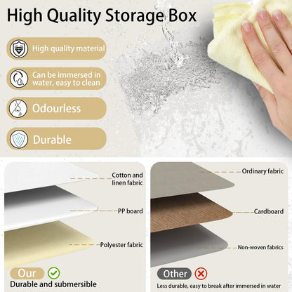 Yawinhe Collapsible Storage Boxes with Lids,45x30x30cm,White,3-Pack