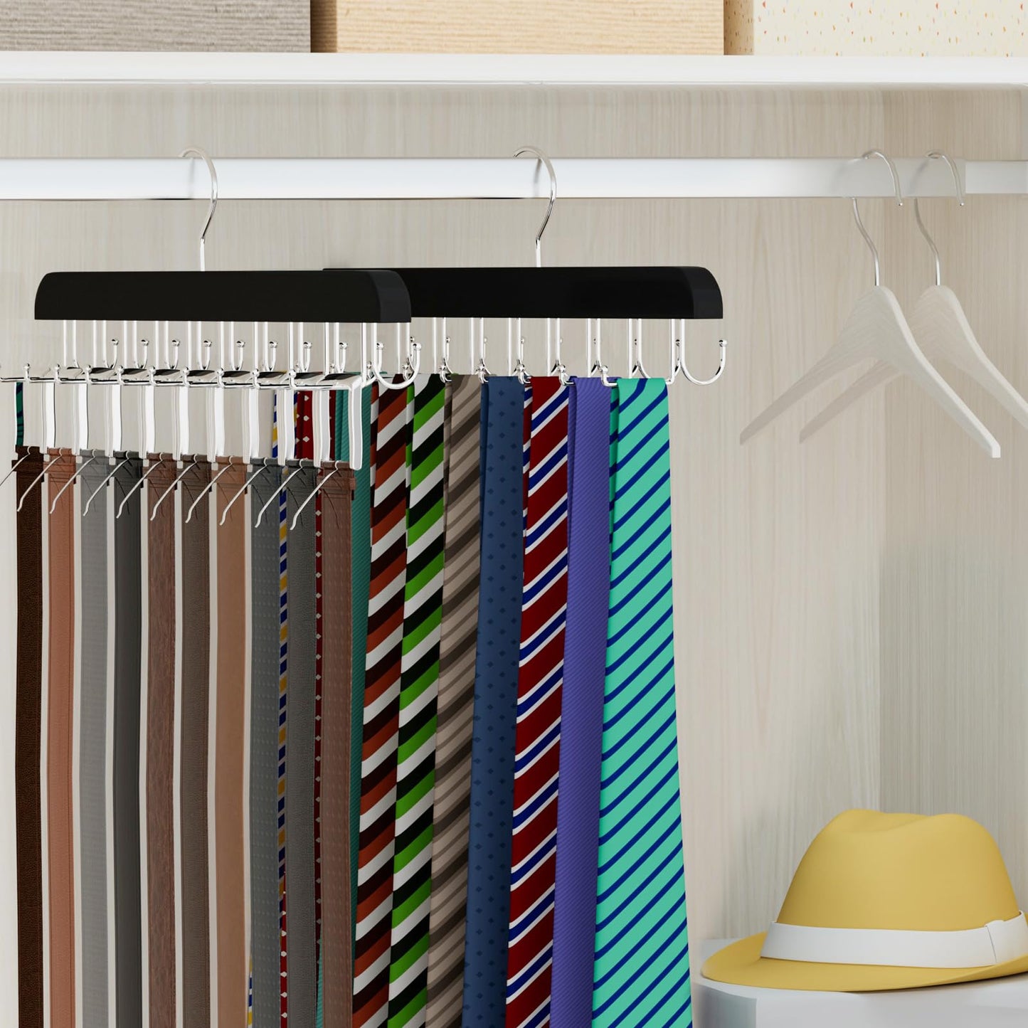 Belt Tie HANGER 20 Hooks 2 in 1 Hanger for Closet Max 30 Belts with 30 Ties Capacity