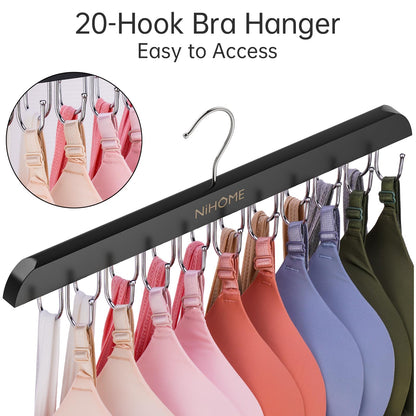 NiHome 2-Pack Rotating Bra Hangers, Each with 20 Stainless-Steel Hooks
