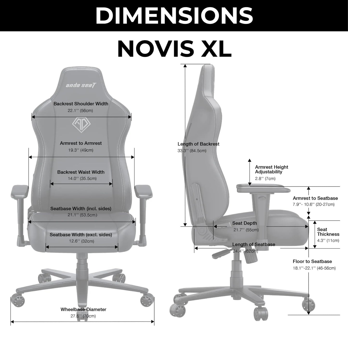 Anda Seat Novis Ultra Gaming Chair for Adults - Extra Large Reclining Video Game Chairs, PVC leather Ergonomic Gaming Chair