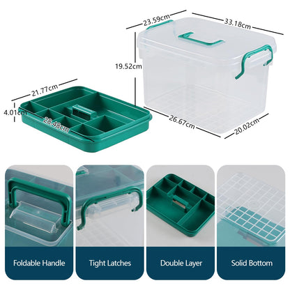 Gloreen Empty First Aid Organizer Box, Clear Medicine Storage Box with Lid