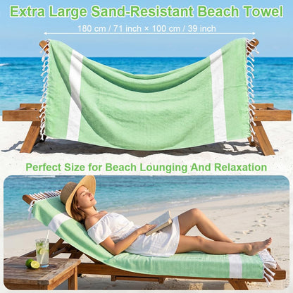 AOOTE Turkish Beach Towel, 100×180cm Turkish Cotton Beach Towel, Sand-Free Beachs Towels & Blanket, Lightweight Absorbent Quick Dry